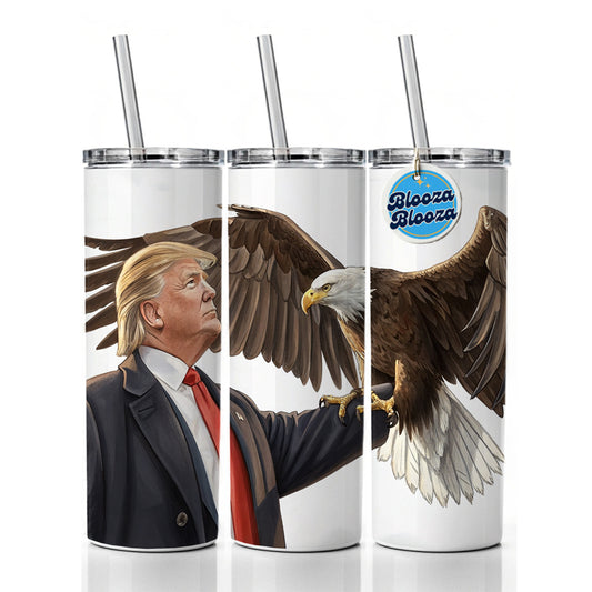 Donald Trump Holding A Bald Eagle Funny Skinny Tumbler 20oz with Straw Insulated Water Bottle Gift