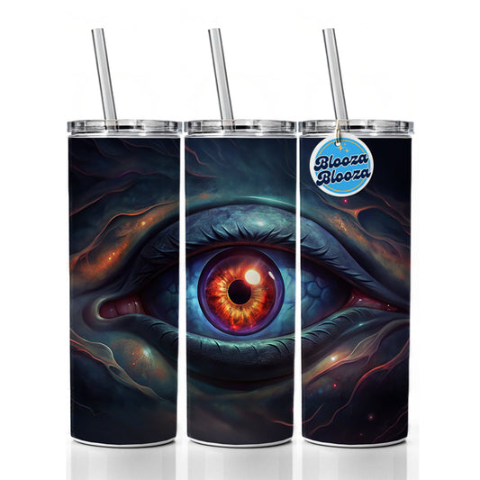 Evil Eye Scary Creepy Skinny Tumbler 20oz with Straw Insulated Water Bottle Gift