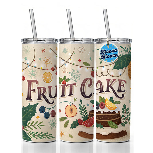 Fruitcake Holiday Fruit Cake Skinny Tumbler 20oz with Straw Insulated Water Bottle Gift