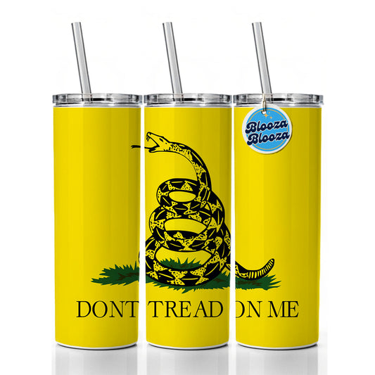 Gadsden Flag Don't Tread On Me Rattlesnake Skinny Tumbler 20oz with Straw Insulated Water Bottle Gift