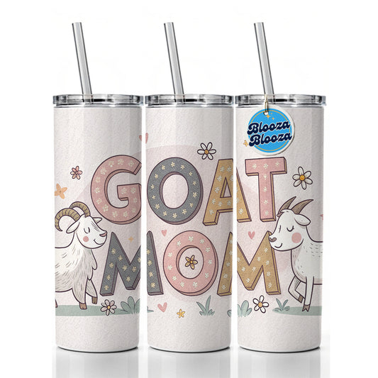 Goat Mom Cute Funny Skinny Tumbler 20oz with Straw Insulated Water Bottle Gift