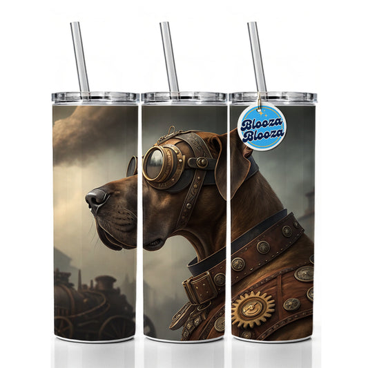 Great Dane Dog Steampunk Skinny Tumbler 20oz with Straw Insulated Water Bottle Gift