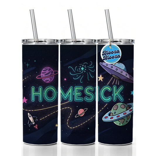 Homesick UFO Sci-Fi Funny Saying Skinny Tumbler 20oz with Straw Insulated Water Bottle Gift