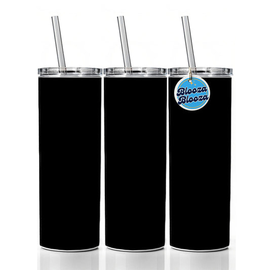 It's Just a Solid Black Color Skinny Tumbler 20oz with Straw Insulated Water Bottle Gift