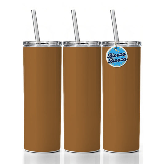 It's Just a Solid Brown Color Skinny Tumbler 20oz with Straw Insulated Water Bottle Gift