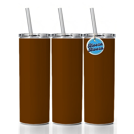 It's Just a Solid Dark Brown Color Skinny Tumbler 20oz with Straw Insulated Water Bottle Gift