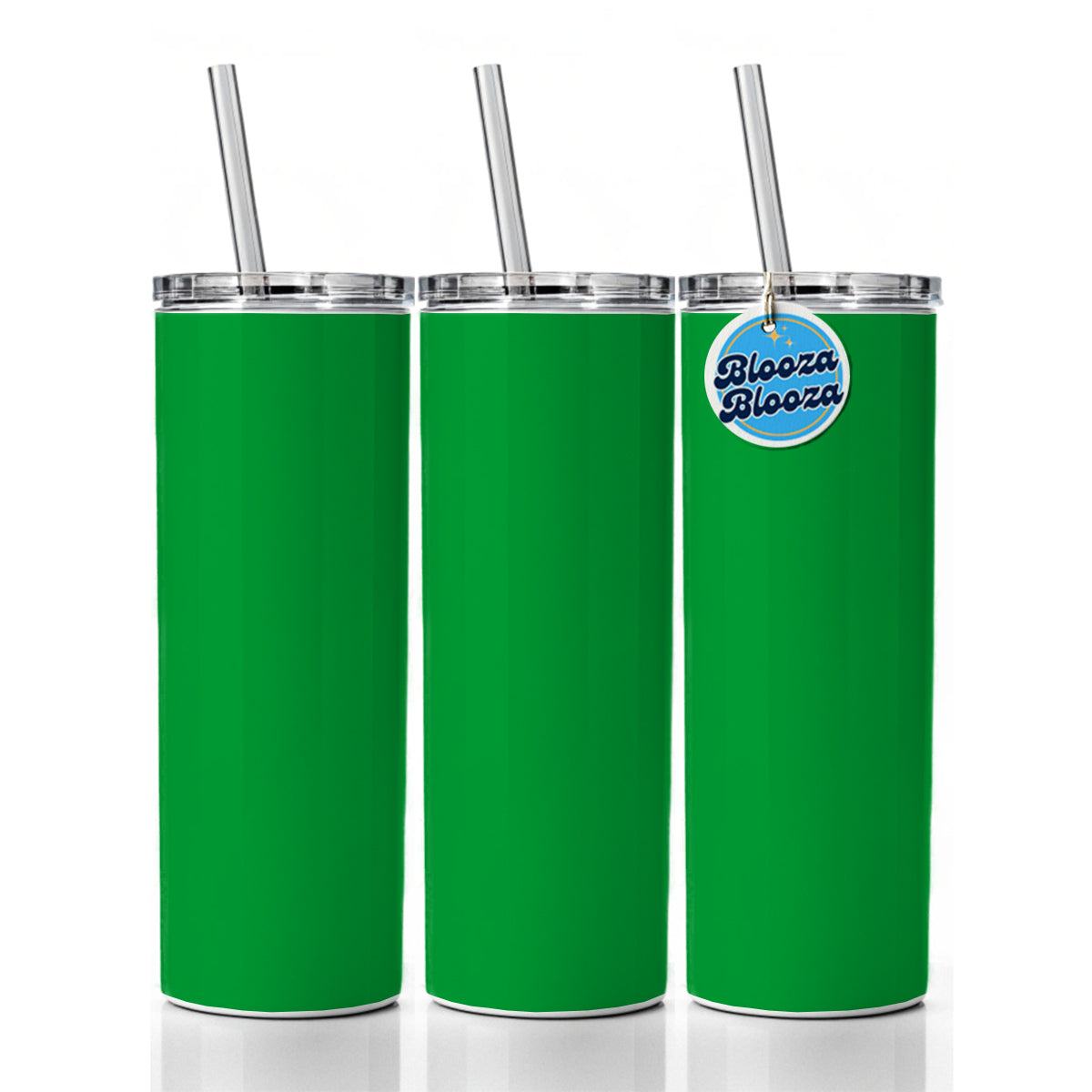 It's Just a Solid Green Color Skinny Tumbler 20oz with Straw Insulated Water Bottle Gift