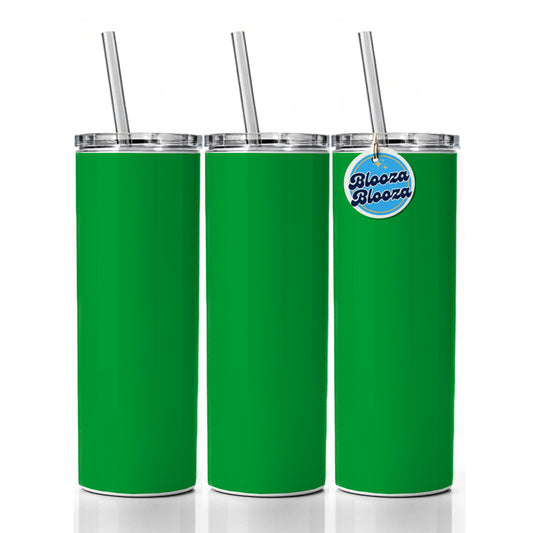 It's Just a Solid Green Color Skinny Tumbler 20oz with Straw Insulated Water Bottle Gift