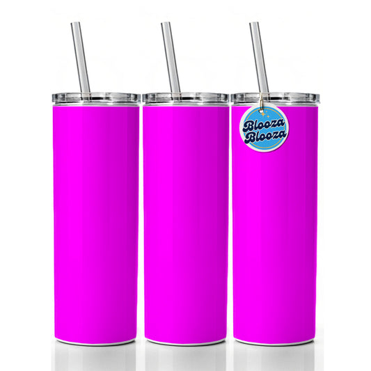 It's Just a Solid Hot Pink Color Skinny Tumbler 20oz with Straw Insulated Water Bottle Gift