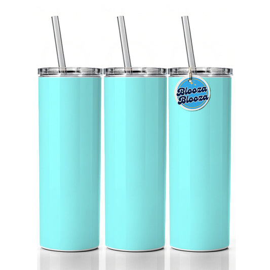 It's Just a Solid Light Blue Color Skinny Tumbler 20oz with Straw Insulated Water Bottle Gift
