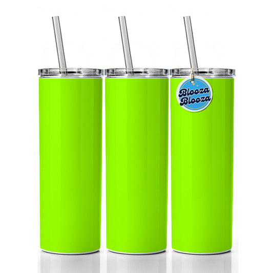 It's Just a Solid Lime Green Color Skinny Tumbler 20oz with Straw Insulated Water Bottle Gift
