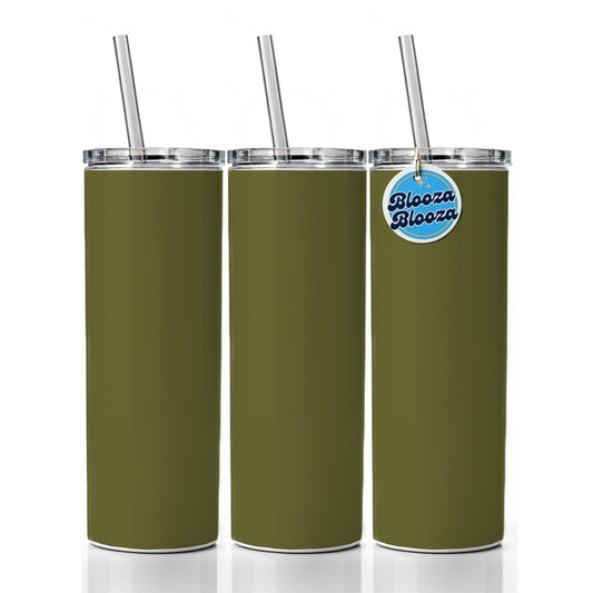 It's Just a Solid Olive Drab Color Skinny Tumbler 20oz with Straw Insulated Water Bottle Gift