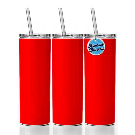 It's Just a Solid Red Color Skinny Tumbler 20oz with Straw Insulated Water Bottle Gift