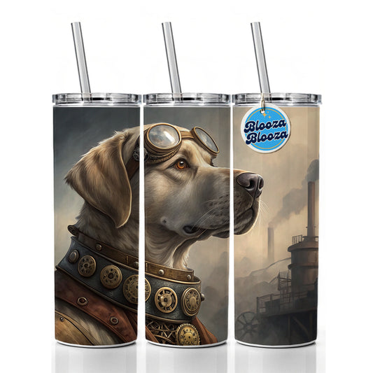Labrador Retriever Dog Steampunk Skinny Tumbler 20oz with Straw Insulated Water Bottle Gift