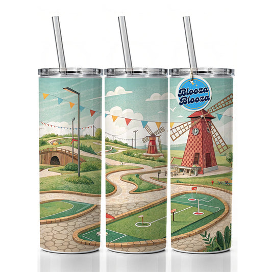 Miniature Golf Course Skinny Tumbler 20oz with Straw Insulated Water Bottle Gift