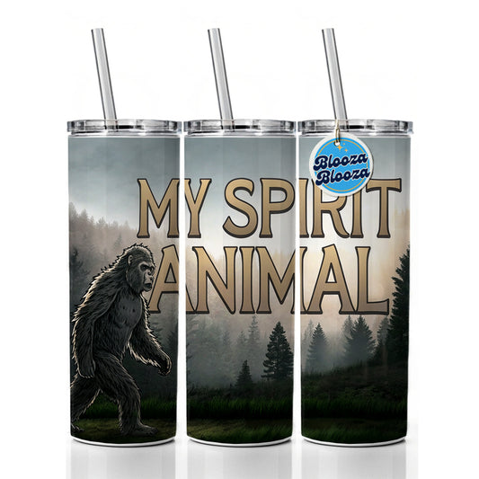 My Spirit Animal Bigfoot Funny Fantasy Skinny Tumbler 20oz with Straw Insulated Water Bottle Gift