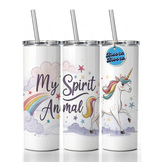 My Spirit Animal Unicorn Funny Fantasy Skinny Tumbler 20oz with Straw Insulated Water Bottle Gift
