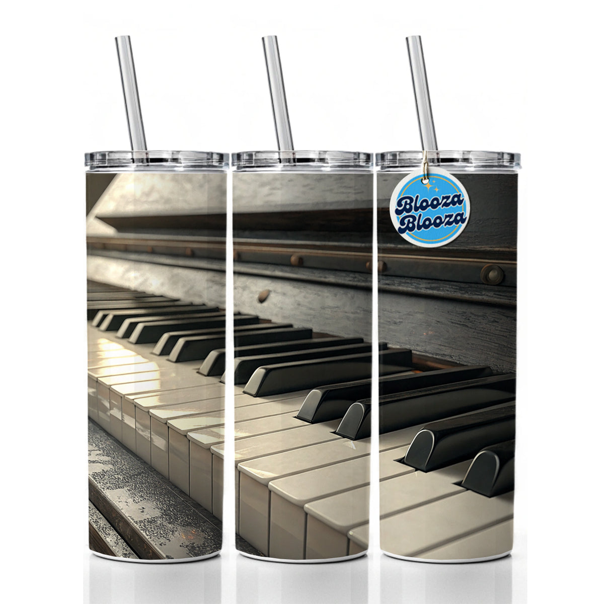 Piano Keys Close-up Skinny Tumbler 20oz with Straw Insulated Water Bottle Gift