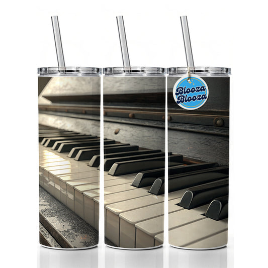Piano Keys Close-up Skinny Tumbler 20oz with Straw Insulated Water Bottle Gift