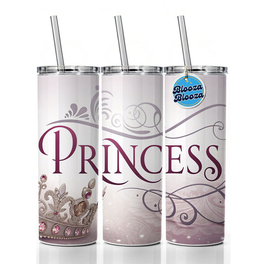 Princess Crown Tiara Royalty Funny Skinny Tumbler 20oz with Straw Insulated Water Bottle Gift