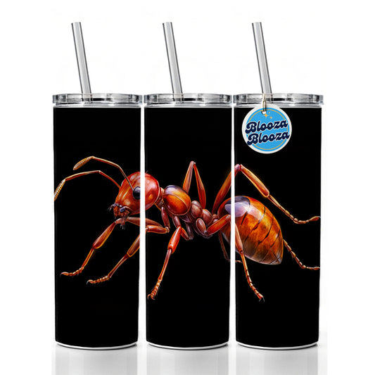 Red Fire Ant Watercolor Black Background Skinny Tumbler 20oz with Straw Insulated Water Bottle Gift