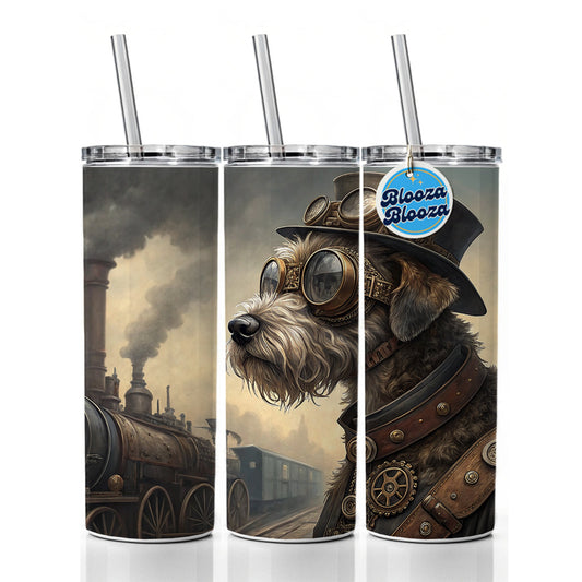 Schnoodle Dog Steampunk Skinny Tumbler 20oz with Straw Insulated Water Bottle Gift