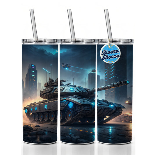 Sci-Fi Tank Urban Warfare Skinny Tumbler 20oz with Straw Insulated Water Bottle Gift