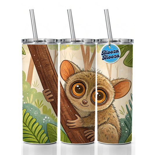 Tarsier Children's Illustration Style Skinny Tumbler 20oz with Straw Insulated Water Bottle Gift