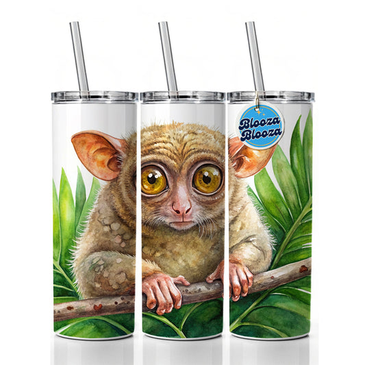 Tarsier Watercolor Skinny Tumbler 20oz with Straw Insulated Water Bottle Gift