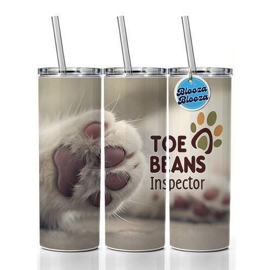 Toe Beans Inspector Cat Paw Funny Skinny Tumbler 20oz with Straw Insulated Water Bottle Gift