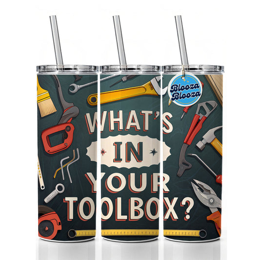 What's In Your Toolbox Skinny Tumbler 20oz with Straw Insulated Water Bottle Gift