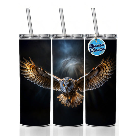 Barn Owl Flying At Night In The Dark Skinny Tumbler 20oz with Straw Insulated Water Bottle Gift