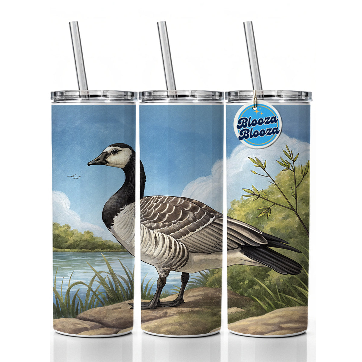 Barnacle Goose Skinny Tumbler 20oz with Straw Insulated Water Bottle Gift