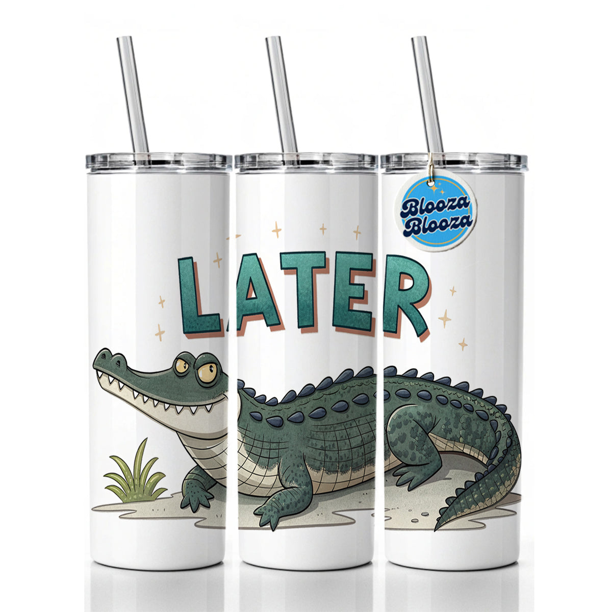 Later Alligator Funny Saying Skinny Tumbler 20oz with Straw Insulated Water Bottle Gift