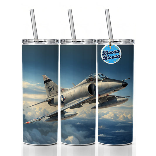 A-4 Skyhawk In Flight US Navy Vietnam Era Attack Aircraft Skinny Tumbler 20oz with Straw Insulated Water Bottle Gift