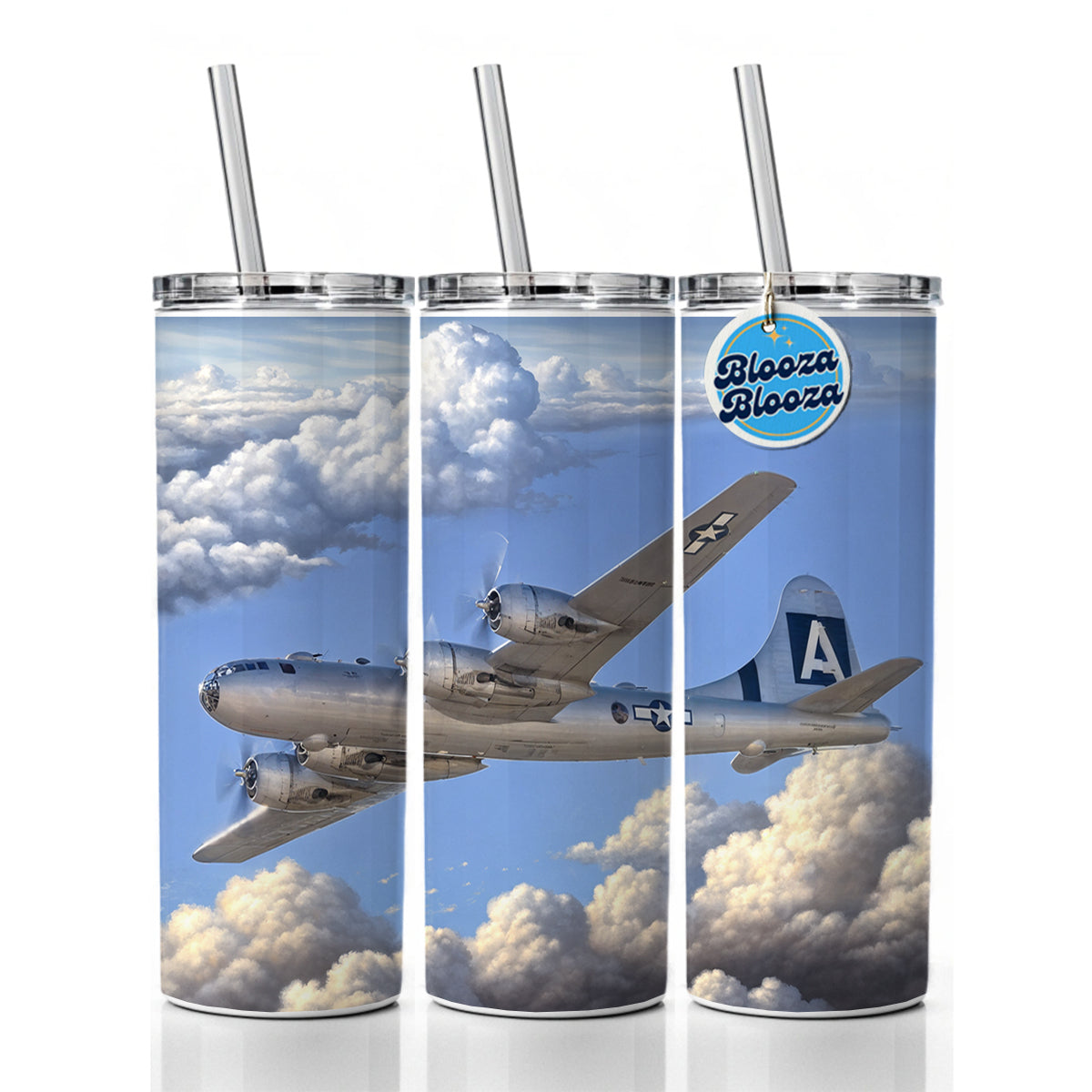 B-29 Superfortress Bomber WWII United States Air Force Heavy Bomber Skinny Tumbler 20oz with Straw Insulated Water Bottle Gift