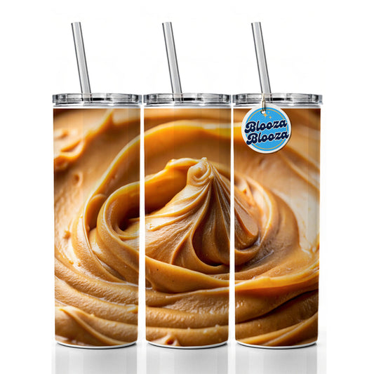Close-up of Creamy Peanut Butter Skinny Tumbler 20oz with Straw Insulated Water Bottle Gift