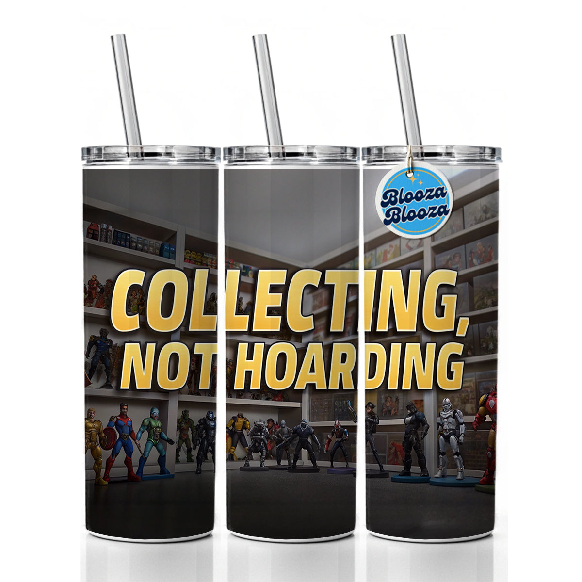 Collecting Not Hoarding Action Figures Funny Skinny Tumbler 20oz with Straw Insulated Water Bottle Gift