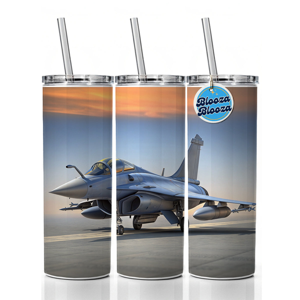 Dassault Rafale French Multirole Fighter Plane Skinny Tumbler 20oz with Straw Insulated Water Bottle Gift