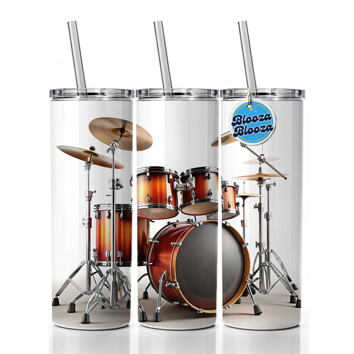 Drum Kit Skinny Tumbler 20oz with Straw Insulated Water Bottle Gift