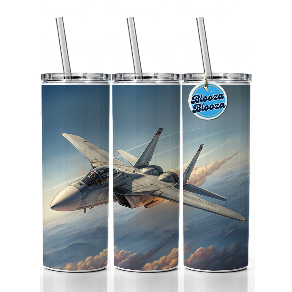 F-14 Tomcat United States Navy Air Superiority Plane In Flight Cold War Era Skinny Tumbler 20oz with Straw Insulated Water Bottle Gift