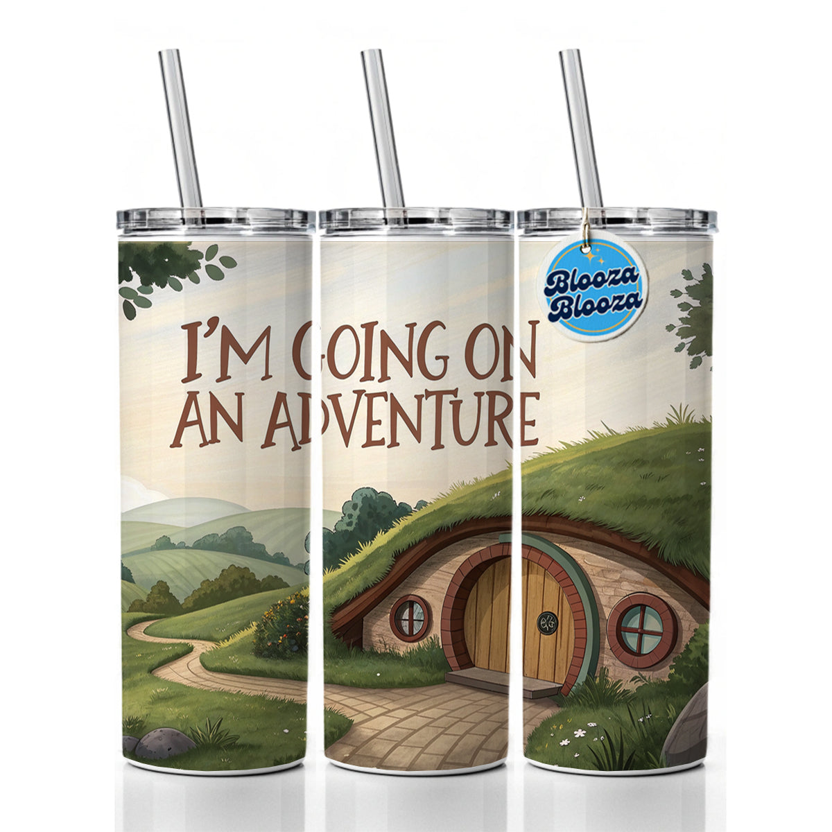I'm Going On An Adventure Skinny Tumbler 20oz with Straw Insulated Water Bottle Gift