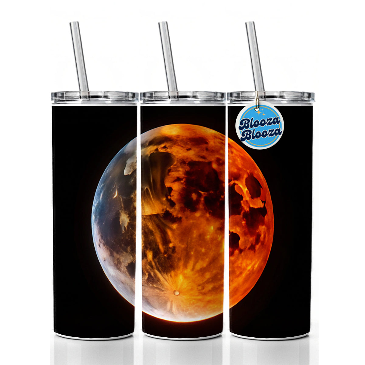 Lunar Eclipse Skinny Tumbler 20oz with Straw Insulated Water Bottle Gift