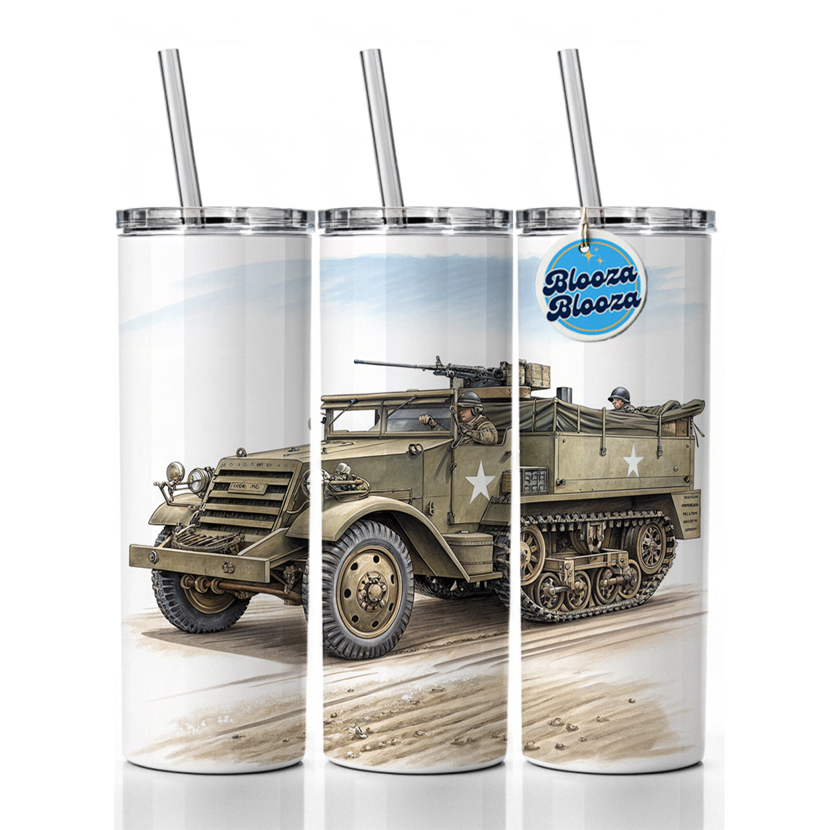 M3 Half-Track WWII Armored Personnel Carrier Skinny Tumbler 20oz with Straw Insulated Water Bottle Gift