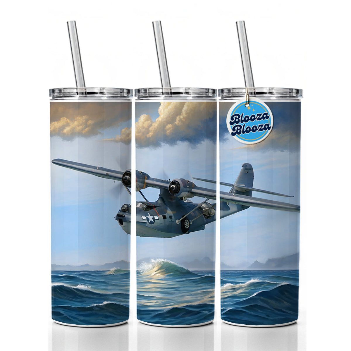 PBY Catalina Seaplane United States Navy Search Rescue WWII Skinny Tumbler 20oz with Straw Insulated Water Bottle Gift