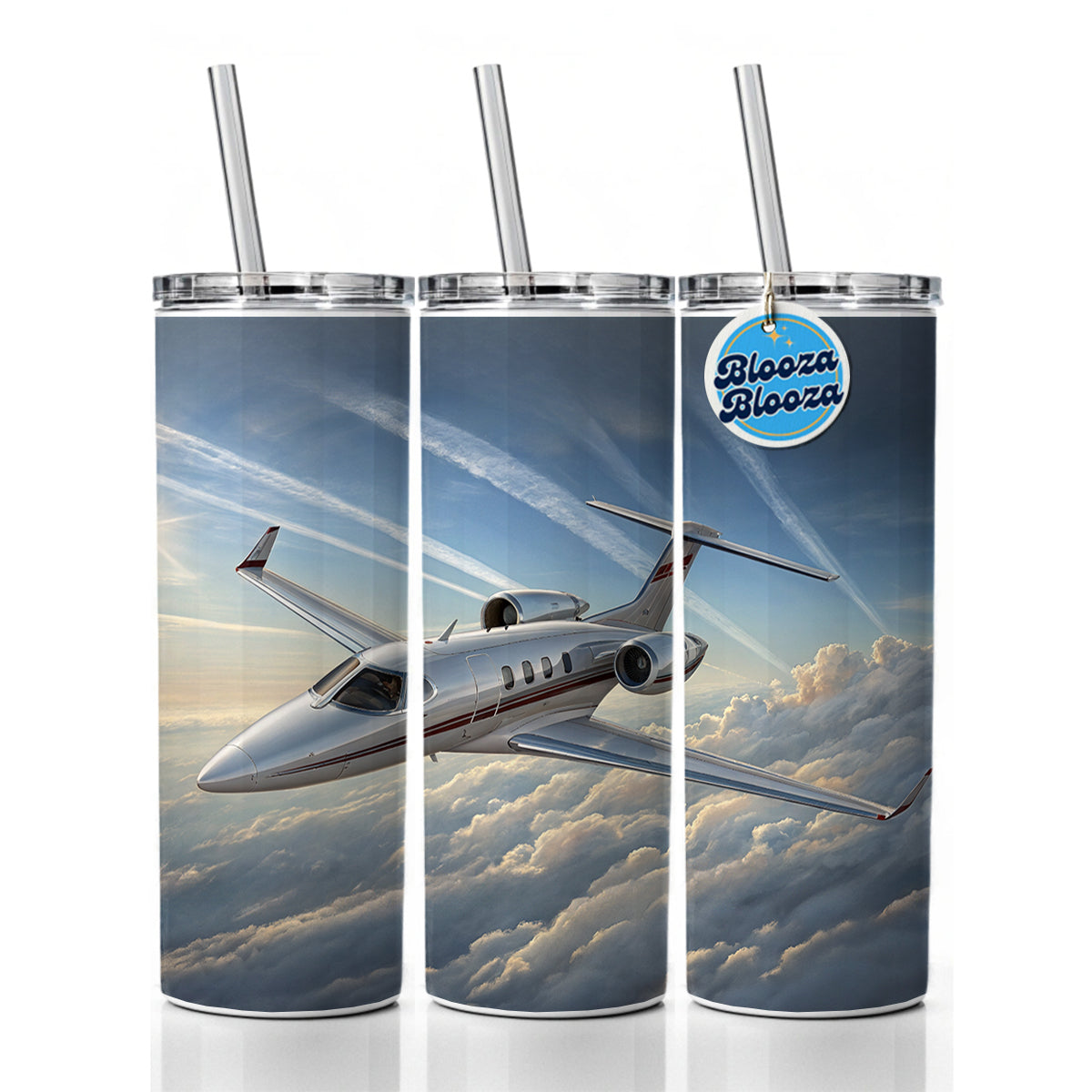 Private Jet In Flight Skinny Tumbler 20oz with Straw Insulated Water Bottle Gift