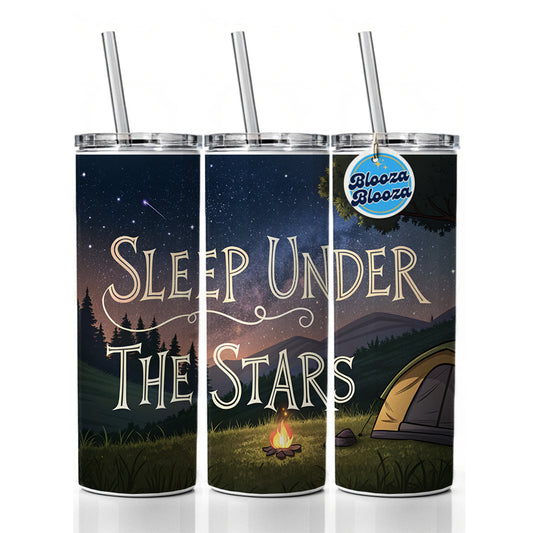 Sleep Under The Stars Camping Camper Skinny Tumbler 20oz with Straw Insulated Water Bottle Gift