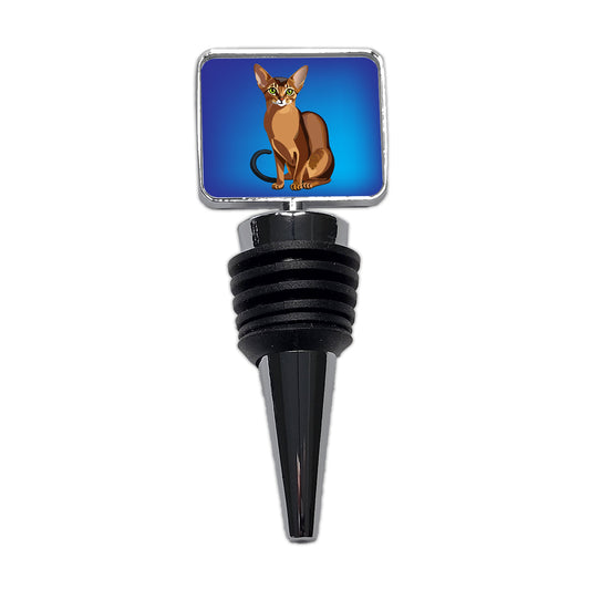 Abyssinian Cat Sitting Wine Bottle Stopper