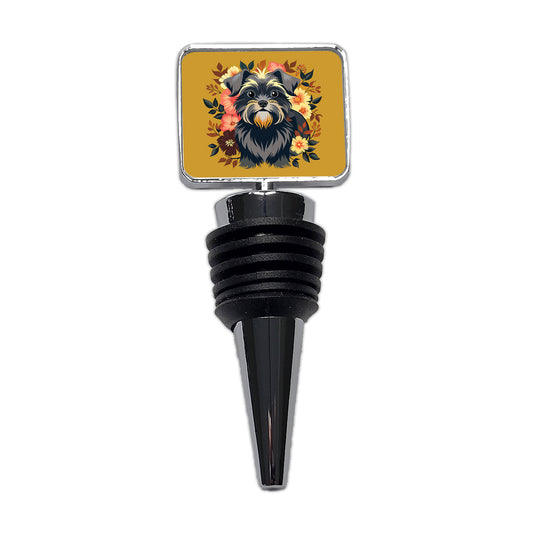 Affenpinscher Dog Floral Flowers Wine Bottle Stopper