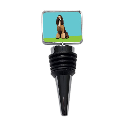 Afghan Hound Dog Sitting Wine Bottle Stopper